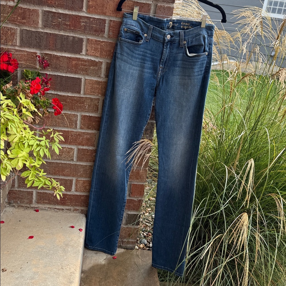 7 For All Mankind Ladies 30 Long Kimmie Straight Leg Blue Denim Jeans